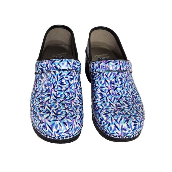 Dansko LT Pro Clog Leather Womens EU 38 US 7.5 - 8 Blue Dash Multicolor Print - Picture 3 of 10